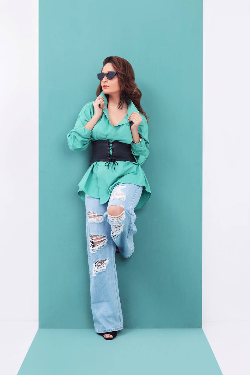 Accented Button-Up Shirt
