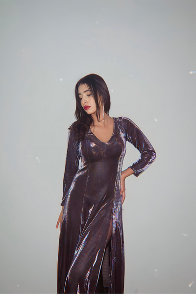 Sleek Spectrum Metallic Dress