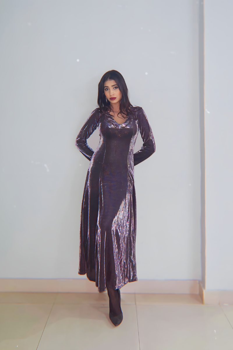 Sleek Spectrum Metallic Dress