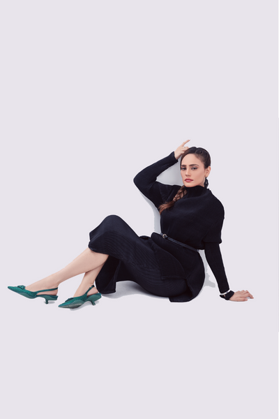 Black Facade Pleated Co-ord set