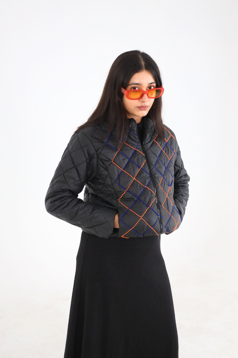 Black Artistry Puffer Jacket