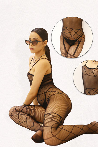 Black Sheer Body Stocking for Women