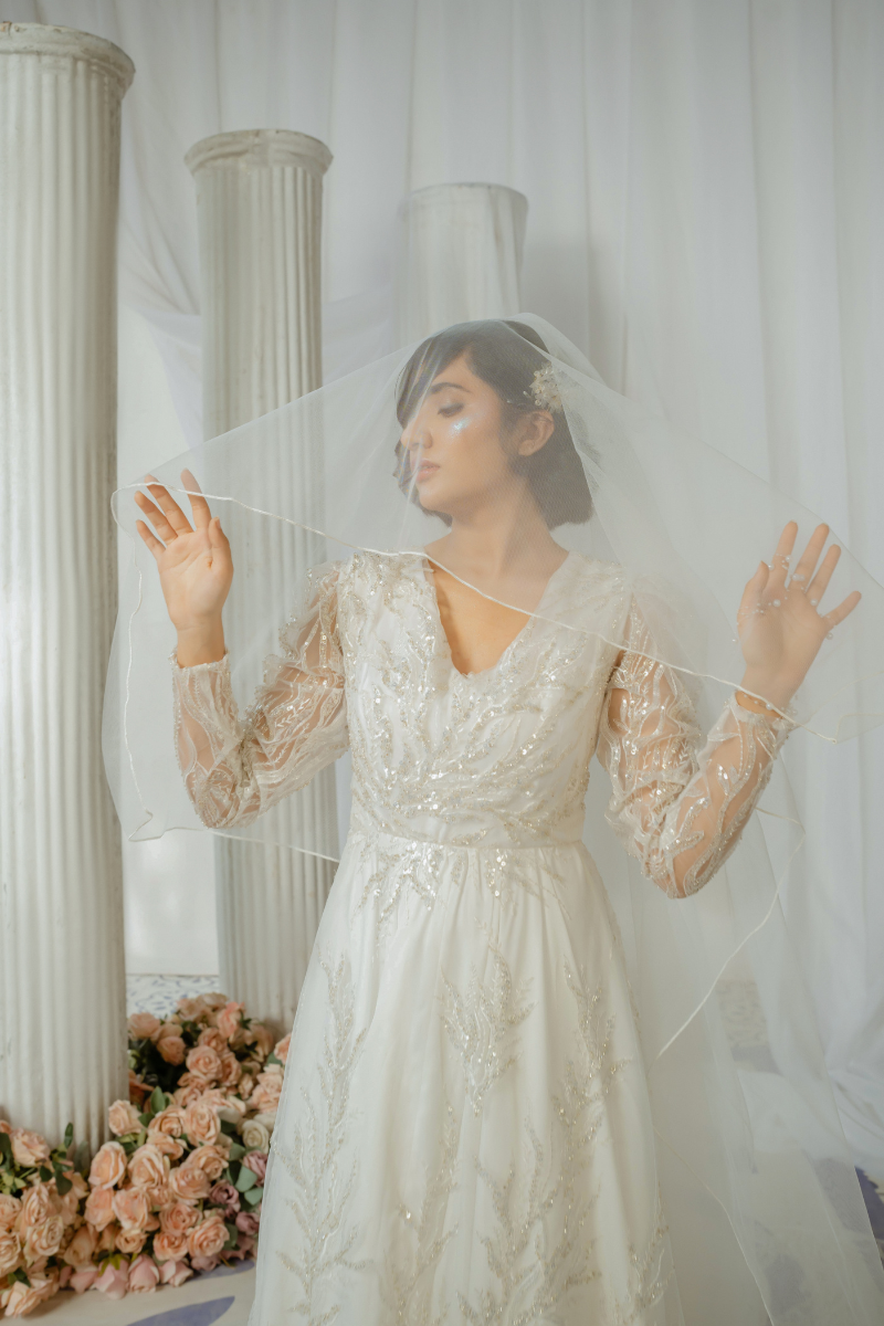 Crimson Cascade Bridal Dress