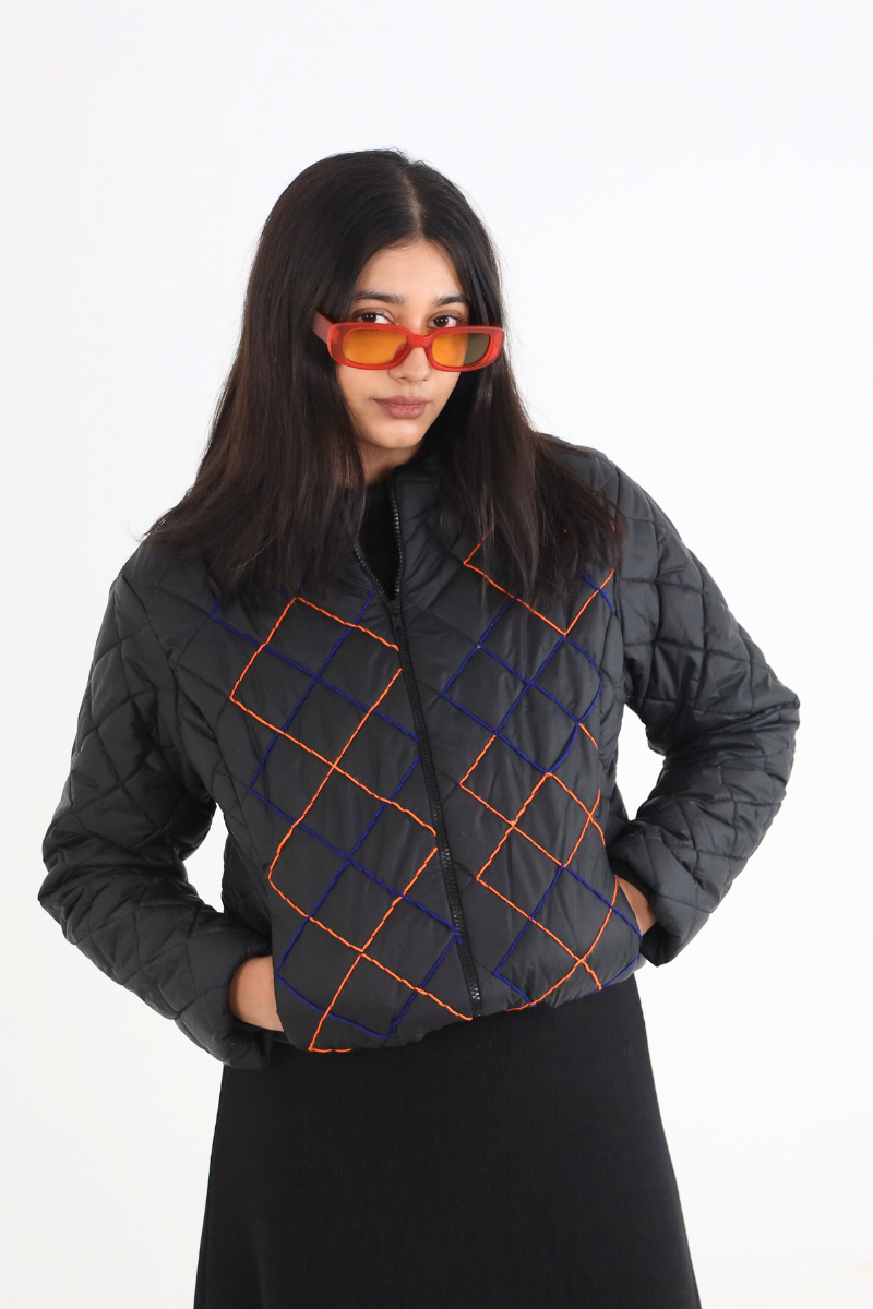 Black Artistry Puffer Jacket
