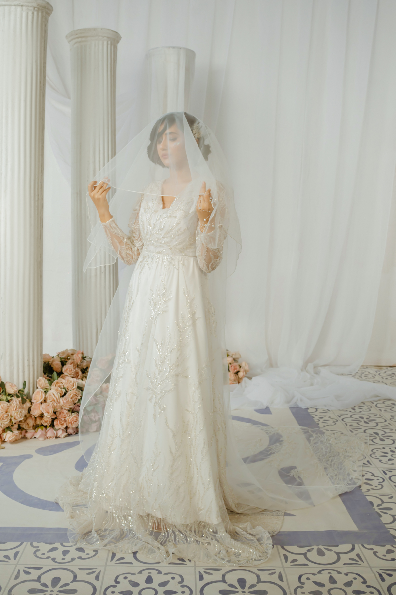 Crimson Cascade Bridal Dress