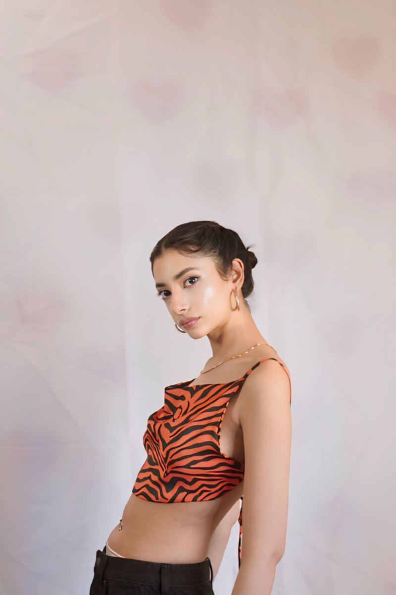 Cowl Neck Zebra Printed Top