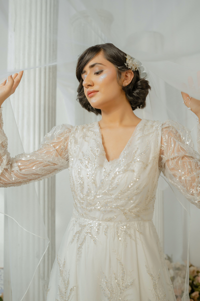 Crimson Cascade Bridal Dress
