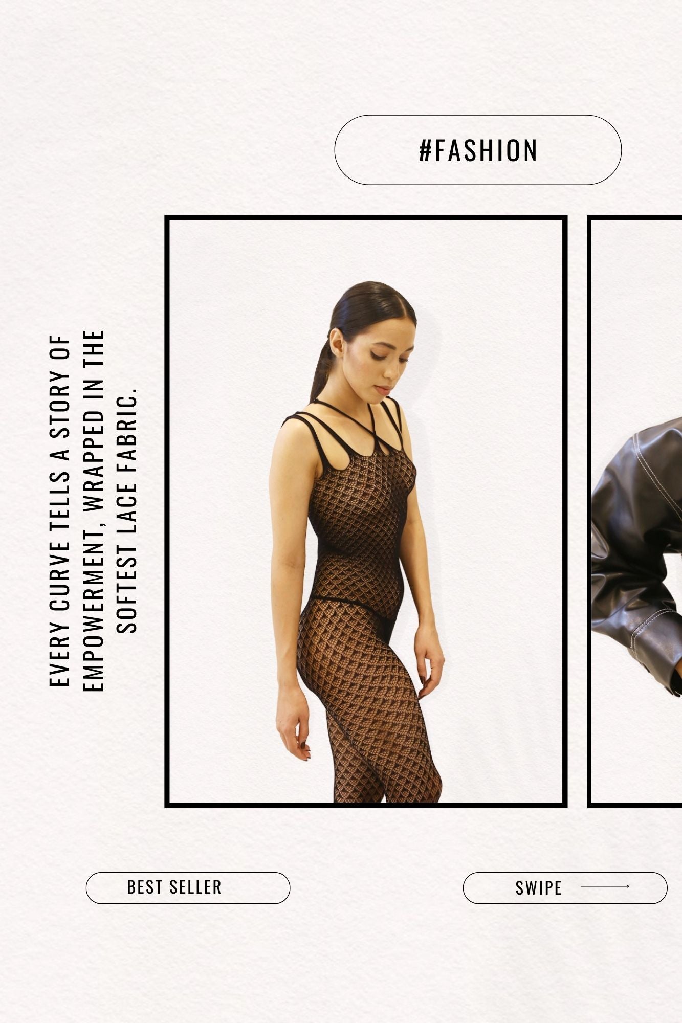 Black Strappy Body Stocking for Women