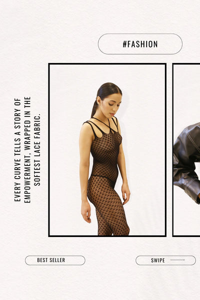 Black Strappy Body Stocking for Women