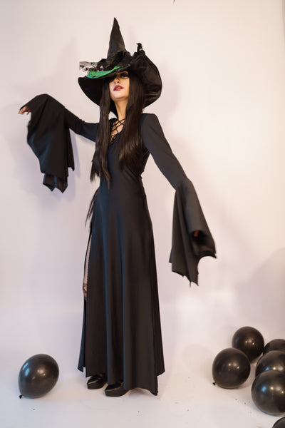 Nocturnal Temptation Gothic Batwing Dress for Halloween Glam